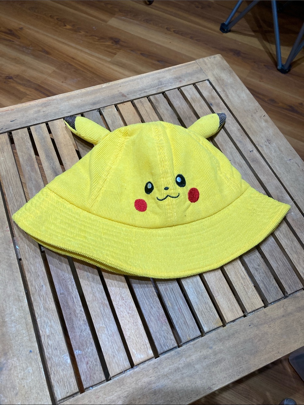 Pokemon PIKACHU Ears BUCKET HAT Yellow UNISEX Men’s CORDUROY Sun Hat ADULT